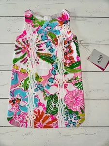 New girl XS 4-5 Lilly Pulitzer Target Nosie Posey Bright Neon Floral Shift Dress - Picture 1 of 11