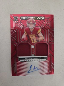 Luke McCaffrey 2024 Obsidian Red RC Rookie Dual Patch Autograph 24/75 Commanders - Picture 1 of 3
