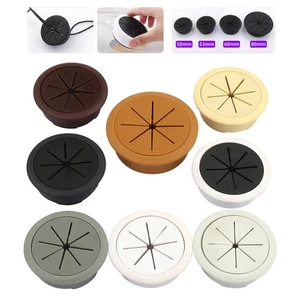 50 53 60 80mm PC Computer Desk Plastic Grommet Table Cable Tidy Wire Hole Cover - Afbeelding 1 van 42