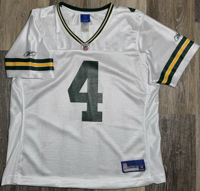 Camiseta para mujer Green Bay Packers Brett Favre #4 XL Reebok blanca fútbol americano NFL Foto 1 de 4
