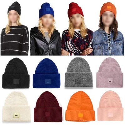 ACNE STUDIOS 2025 Damen Acne1 Studios Mütze Beanie warm Strickmütze Damen Wintermütze Schwarz