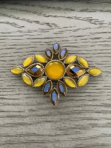 VINTAGE Liz Claiborne Large Brooch Browns Yellows - Picture 1 of 4