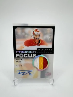 2023-24 Upper Deck Premier Dustin Wolf Premier Focus Rookie Patch Auto /175! - Image 1 of 2