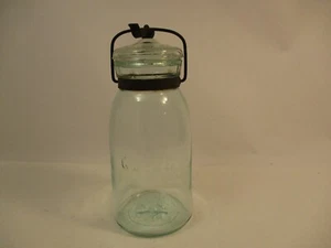 Antique Globe 77 Mason Canning Jar Light Aqua Blue Unique Closure Patent 1886 - Picture 1 of 12