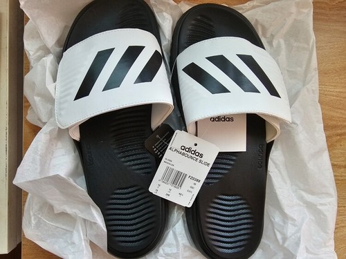 Adidas Uomo Alpha bounce Slide Slipper Allenamento Scarpe Nere PALESTRA Sandali FZ0388