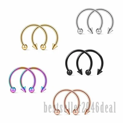 10PCS Surgical Steel Horseshoe Nose Ear Lip Tragus Septum Ring 16G Hoop Piercing - Image 1 of 4