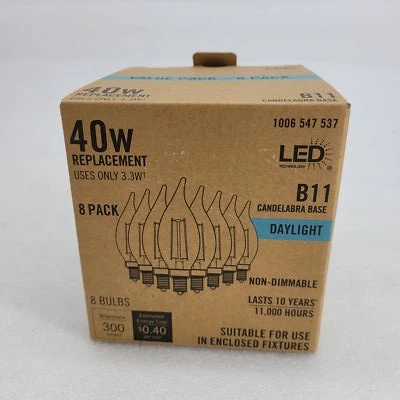 FEIT Electric 40W replacement Daylight 8 pack B11 non dimmable 1006 547 537 - Image 1 of 4