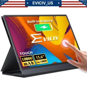 EVICIV Battery Portable Monitor 120Hz Touchscreen, Upgraded 15.6" IPS HDR Used A - Picture 1 of 13