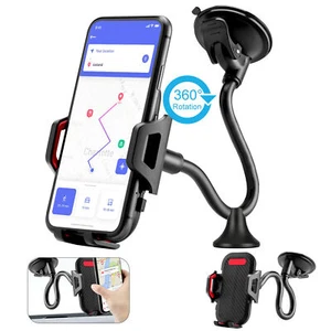 Car Windshield Universal Mount Holder Suction Cup Gooseneck 360°Cell Phone Stand - Photo 1 sur 9