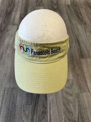 PENSACOLA BEACH Green Flip Flop Sun Visor ADJ Strap CAP, OUTDOOR Embroidered Foto 1 de 4