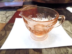 Vintage Pink Depression Glass Creamer Cabbage Rose/Sharon Pattern - Picture 1 of 5