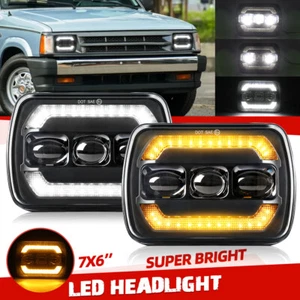 Pair Black 5x7'' 7X6" LED Headlight Halo DRL Headlamp Fit Mazda B2200 B2600 RX-7 - Picture 1 of 10