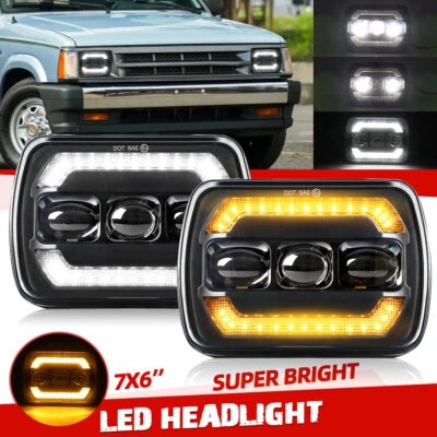 Par de faros LED negros 5x7'' 7X6" halo DRL para Mazda B2200 B2600 RX-7 Foto 1 de 4