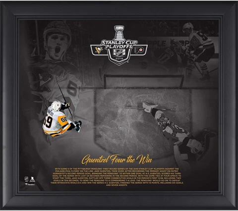 Jake Guentzel Penguins Framed 15x17 Four Goals vs Flyers Collage Cover