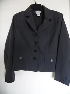 Women K C Spencer Petites Gray Striped blazer jacket Sz 12P - Imagen 1 de 3