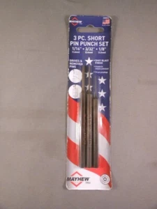 New Mayhew Tools USA 89032 3 pc. Short Pin Punch Set 1/16" , 3/32" , & 1/8" - Picture 1 of 7