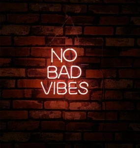 No Bad Vibes Neon Sign Light Home Room Man Cave Wall Hanging Nightlight 10"x10" - Picture 1 of 4
