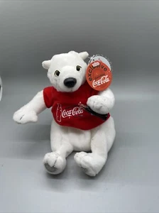 Collectible Coca-Cola Bean Bag Plush Polar Bear 1997 6 Inches Bottle Red Sweater - Picture 1 of 5