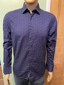 Camicia Simon Carter abbottonata paisley 15,5”/39 cm slim fit manica lunga colletto - Foto 1 di 11
