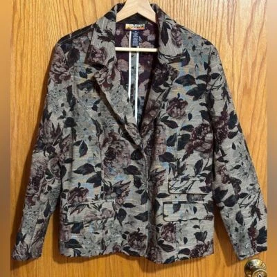 Havana Jack Size 14 Tapestry Jacket Blazer Coat career Jaquard Floral Rose Print - Image 1 of 4