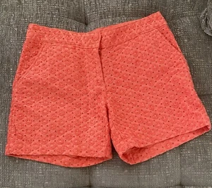 Tommy Bahama Womens Eugenia Eyelet Shorts Cruise Cotton Coral Melon Size 2 - Picture 1 of 3