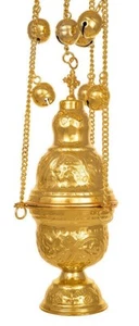 Orthodox Incense Burner Goldplated Thurible Censer Athenean Style 24cm - Picture 1 of 1