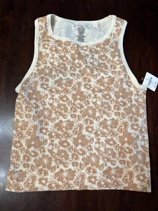 Anthropologie Tanktop Größe Small/Medium Reega neutral Blumendruck kurz geschnitten - Bild 1 von 3