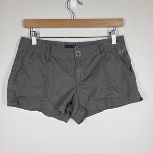 Vintage Y2K Fox Racing Green Low Rise Booty Mini Shorts 5 100% Cotton Pockets - Picture 1 of 11
