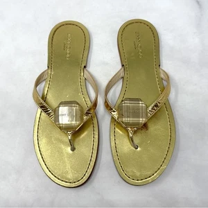 Jimmy Choo Wilma Leather Logo Jewel Thong Flat Flip Flop Sandals + Dust Bag Gold - Bild 1 von 10