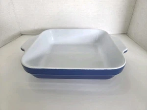 Emile Henry France eckige Auflaufform Steinzeug blau weiß - Bild 1 von 12