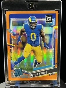 2023 Donruss Optic Byron Young Orange Prizm Rated Rookie /249 Los Angeles Rams - Picture 1 of 14