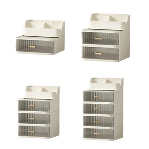 Desk Cosmetic Tool Organiser Multi Compartment Plastic Storage Case with Drawer - Picture 1 of 12