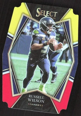 9229I 2021 Panini Select #130 Russell Wilson Red and Yellow Prizm Die Cut - Image 1 of 2