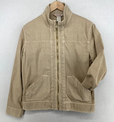 Chaqueta FRESH PRODUCE Mediana Lona Utilitaria Cremallera Completa Manga Larga Algodón Tostado Beige Foto 1 de 4