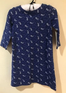 Vineyard Vines Girls Deep Bay Blue Polka Dot Whale Graphic Dress Sz M 10/12 NWT - Picture 1 of 4