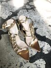 Gold Strappy Cocktail Heels Sandals 6