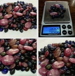 RED RUBY BLUE SAPPHIRE NATURAL AFRICAN ALL MIXED GEMSTONES JEWEL CABOCHON 10 CTS - Picture 1 of 3