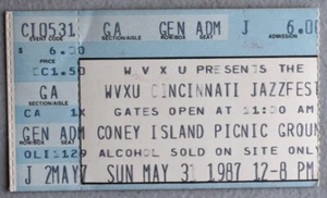 WVXU Cincinnati JAZZFEST Concert TICKET STUB ~ May 31 1987 Coney Island Ohio - Picture 1 of 2