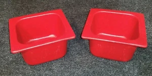 LOT OF 2 BUGAMBILIA IH1/6D 1.6 QT RED RESIN COATED ALUMINUM PANS - Picture 1 of 3
