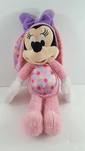 Disney Store Minnie Mouse Easter Bunny Plush 16in Pink Egg Rabbit Polka Dot - Picture 1 of 5