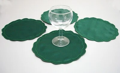 Pack of 4 20cm  8" Round Dark Forest Green Scalloped  Edge Christmas Doilies - Image 1 of 3