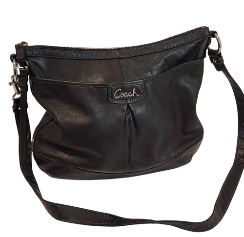 Borsa a tracolla Coach F19726 in pelle nera autentica usata in ottime condizioni