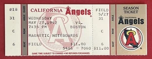 1992 California Angels vs Boston Red Sox Saisonkarte 27. Mai 1992 EX-Zustand - Bild 1 von 2