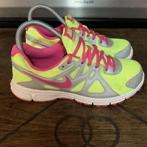 Nike Revolution 2 Volt Running Shoes Yellow, Lace Up Womens 7.5 / 6Y - Picture 1 of 16