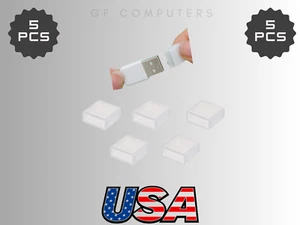 5 Pack USB A Male Dust Covers – Clear Port Plug Caps, Dust Stopper NEW - Zdjęcie 1 z 2