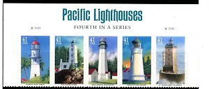 PACIFIC LIGHTHOUSES Top Header Strip of 5 MNH Scotts 4146 to 4150 dated 2007 - Picture 1 of 2