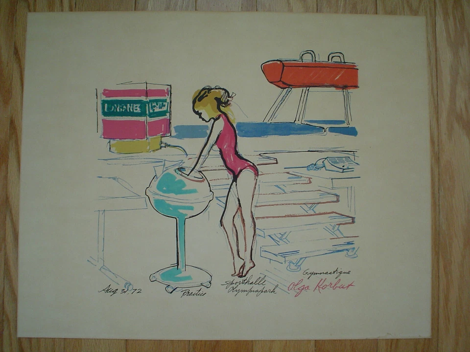 Serigrafia Original "Olga Korbut" De 1972 Suíte Munique LEROY NEIMAN - Imagem 1 de 1