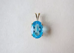 10 Karat Gelbgold Schweizer Blautopas Ovalschliff Edelstein 2,84 Gramm - Bild 1 von 10