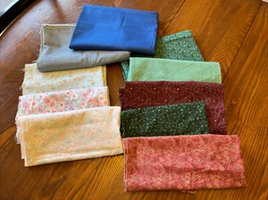 Vintage Fabric Calico Cotton Cotton Blend Remnants Squares Lot 10 - Picture 1 of 11