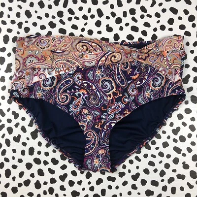 Bikini Lands End Púrpura Paisley Retro Cintura Alta BONDO DE NATACIÓN Reg. 18 529647 Foto 1 de 4